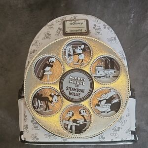 Loungefly Disney Steamboat Willie Mini Backpack - Black, White, Silver